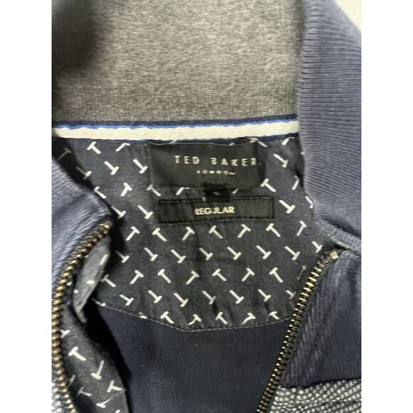 Ted Baker London Sweater Men’s 5 Med-Large Blue Poly Cotton 1/4 Zip - Picture 5 of 8